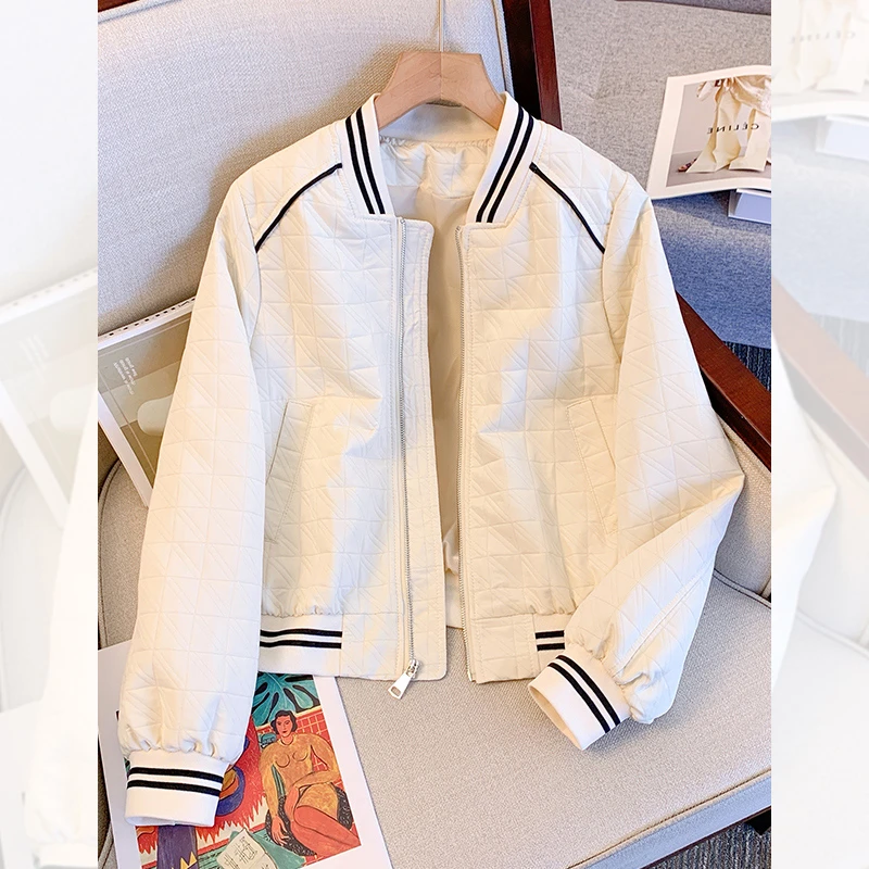 小香风白色短款棒球服外套女2025新款春秋今年流行爆款小个子夹克