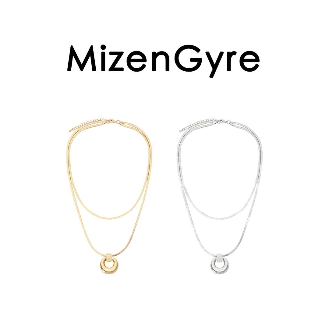 铜合金项链 MizenGyre小众设计双层叠带圆环轻奢小众高级项链
