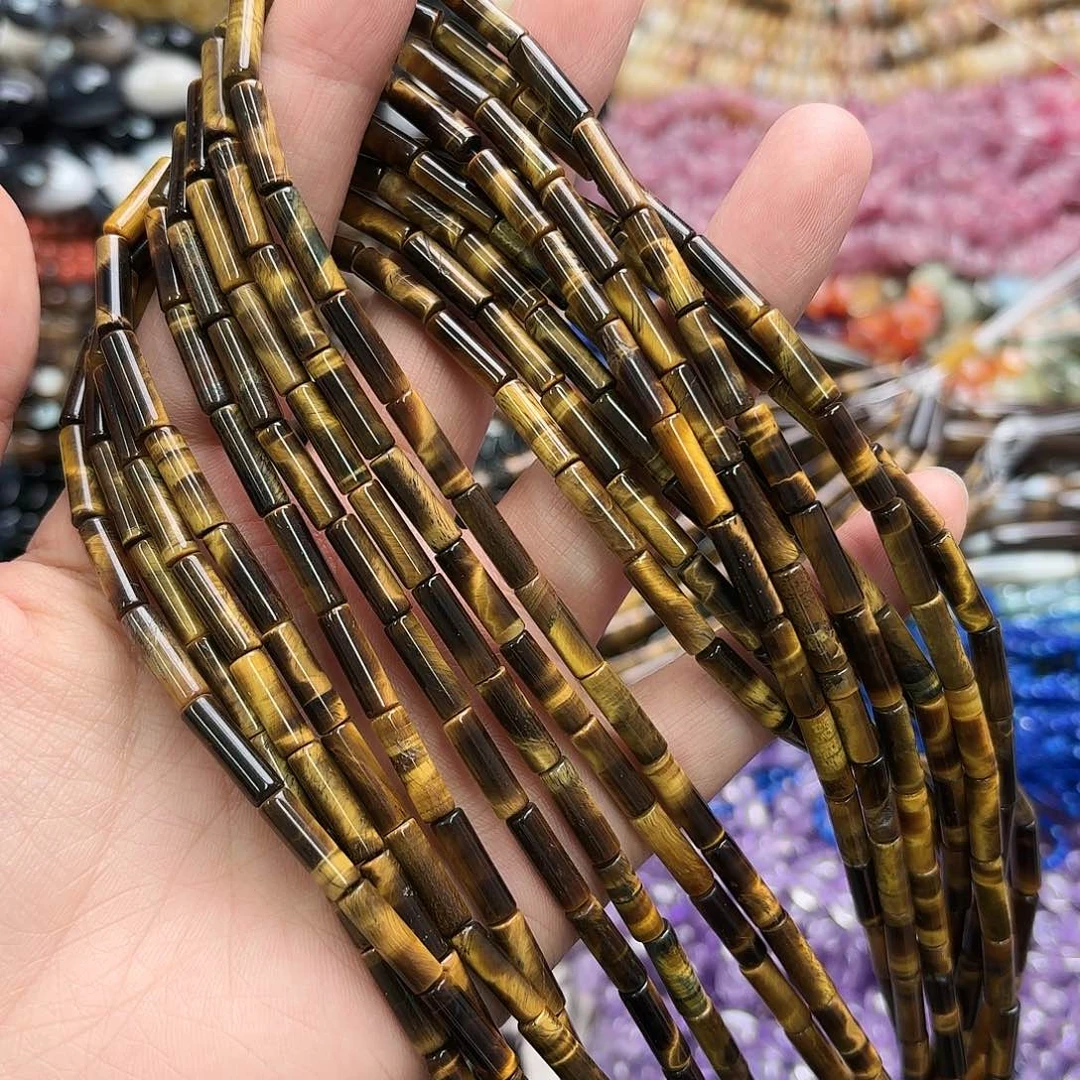 玛瑙/玉髓未镶嵌珠宝半成品4×13虎眼圆管一条