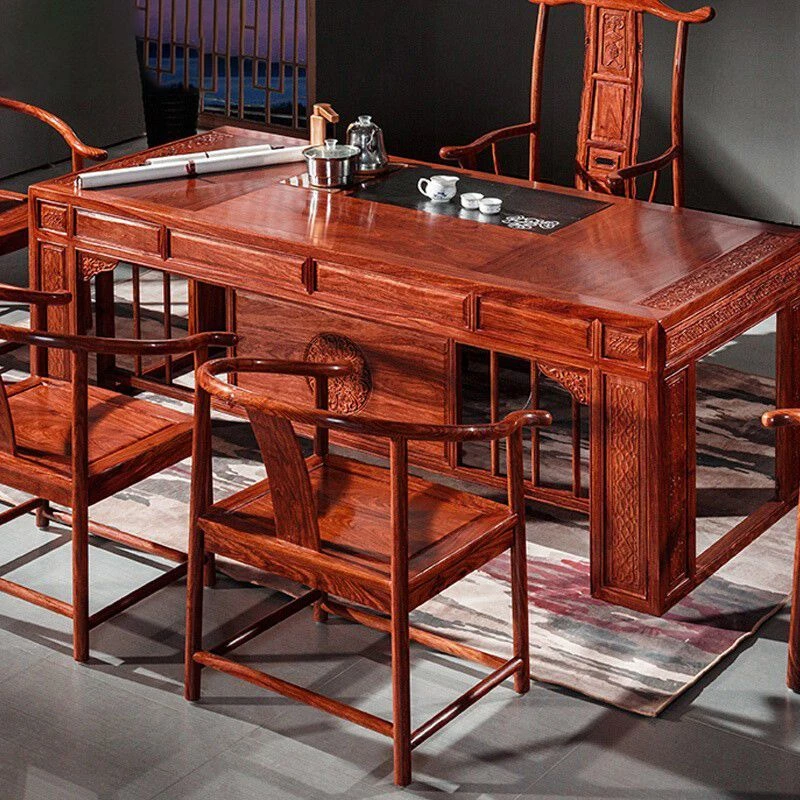 亿品轩刺猬紫檀红木高档家具茶桌椅新中式茶台一整套组合