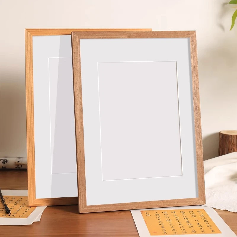 空白白底书法字画实木相框挂墙展示画框桌面diy摆件A寸