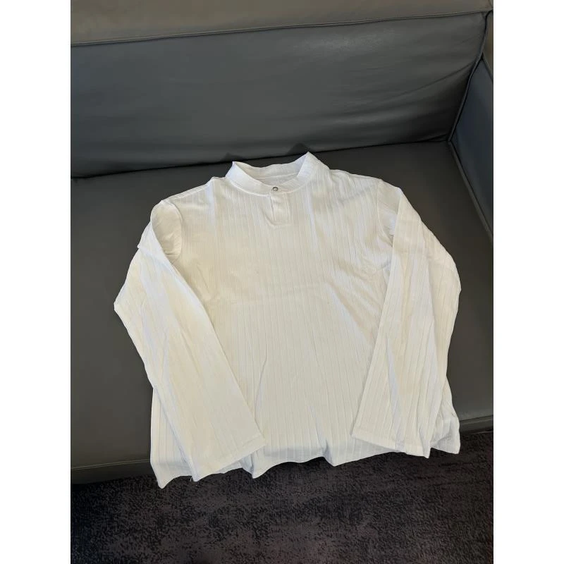 Z228 纽扣亨利领基础老钱长袖boxy版型正肩合身打底卫衣秋冬