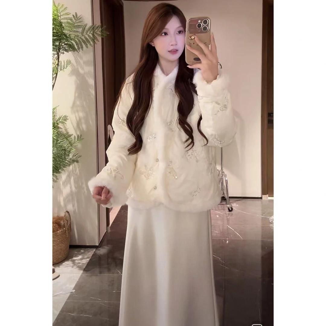 TT-3616新中式高级感钉珠外套25秋冬新款国风掐千金风加棉上衣女