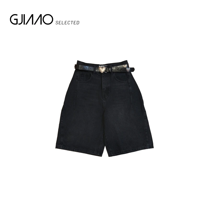 67068 爱心腰带五分牛仔短裤