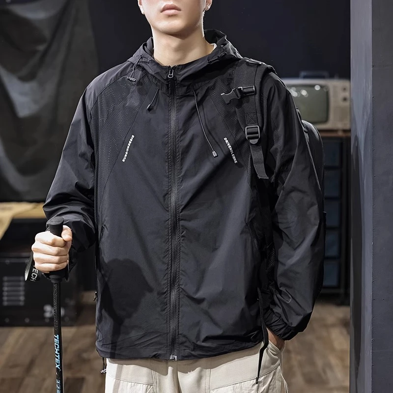 夏季轻薄速干连帽防晒服男户外2025凉感钓鱼防晒服防紫外线薄外套