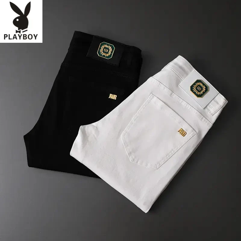 花花公子欧版男士裤子不掉色男士牛仔裤修身小脚裤时尚百搭