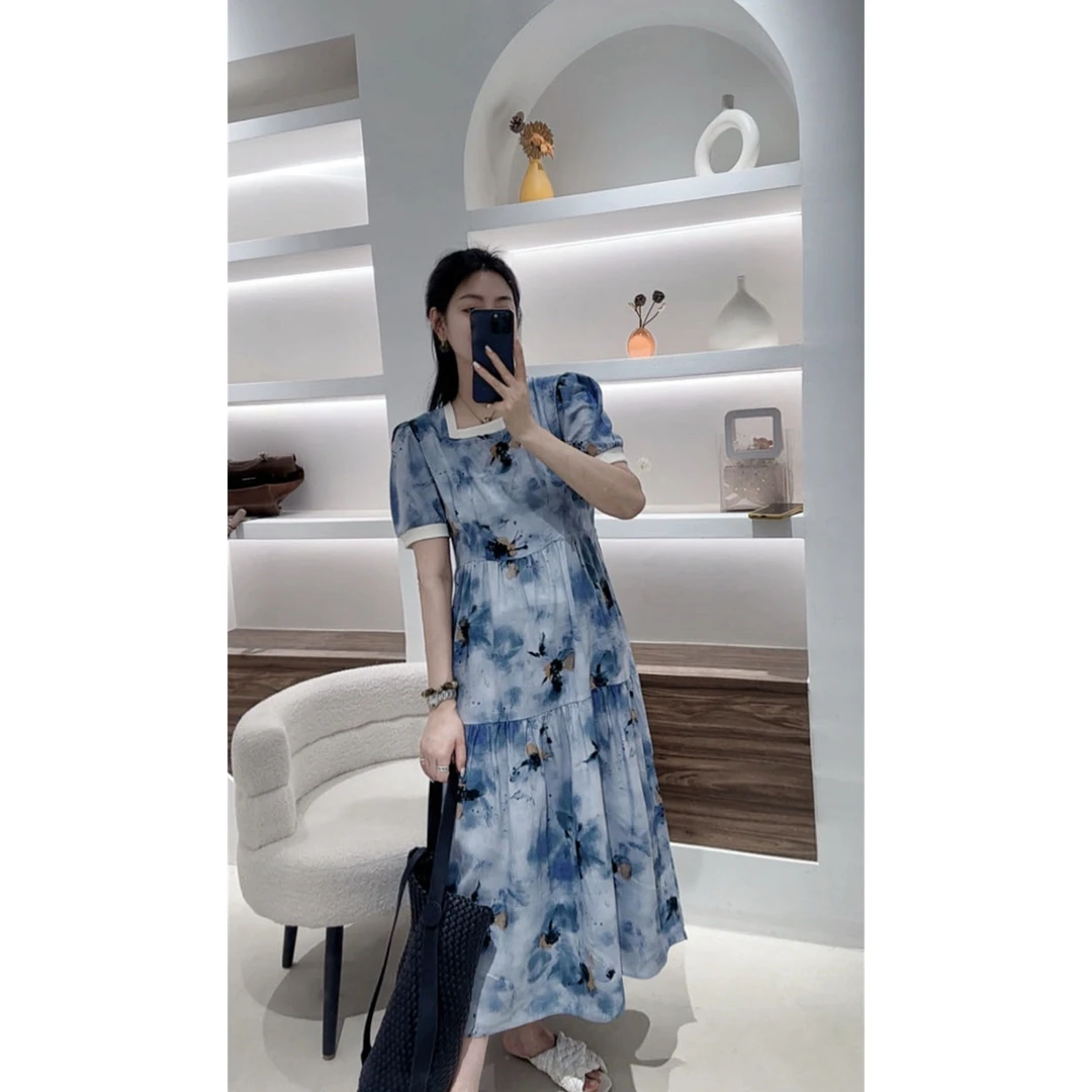 YXH-[大气端庄]2025夏季新款气质显瘦撞色方领连衣裙DY-8838