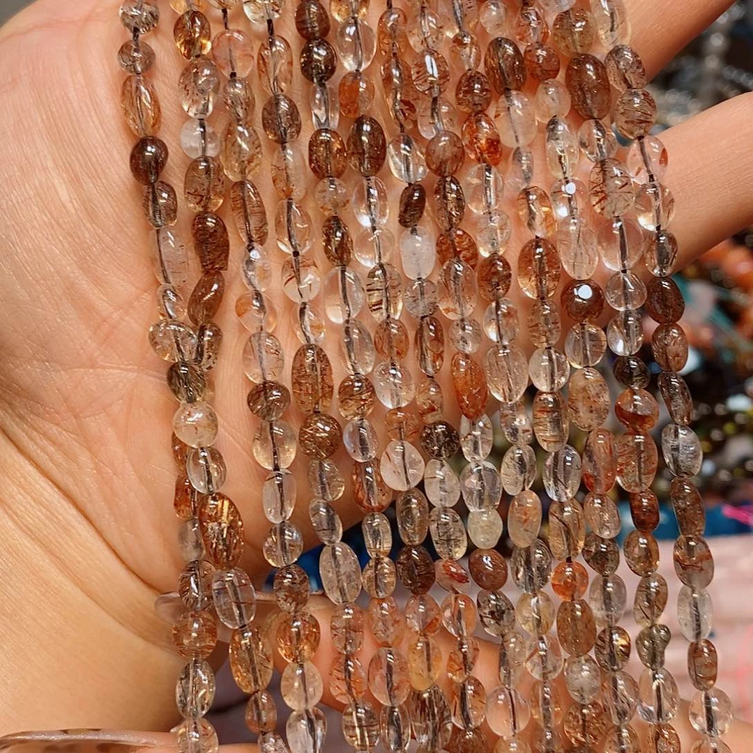 玛瑙/玉髓散珠天然黑金超7糖豆一条