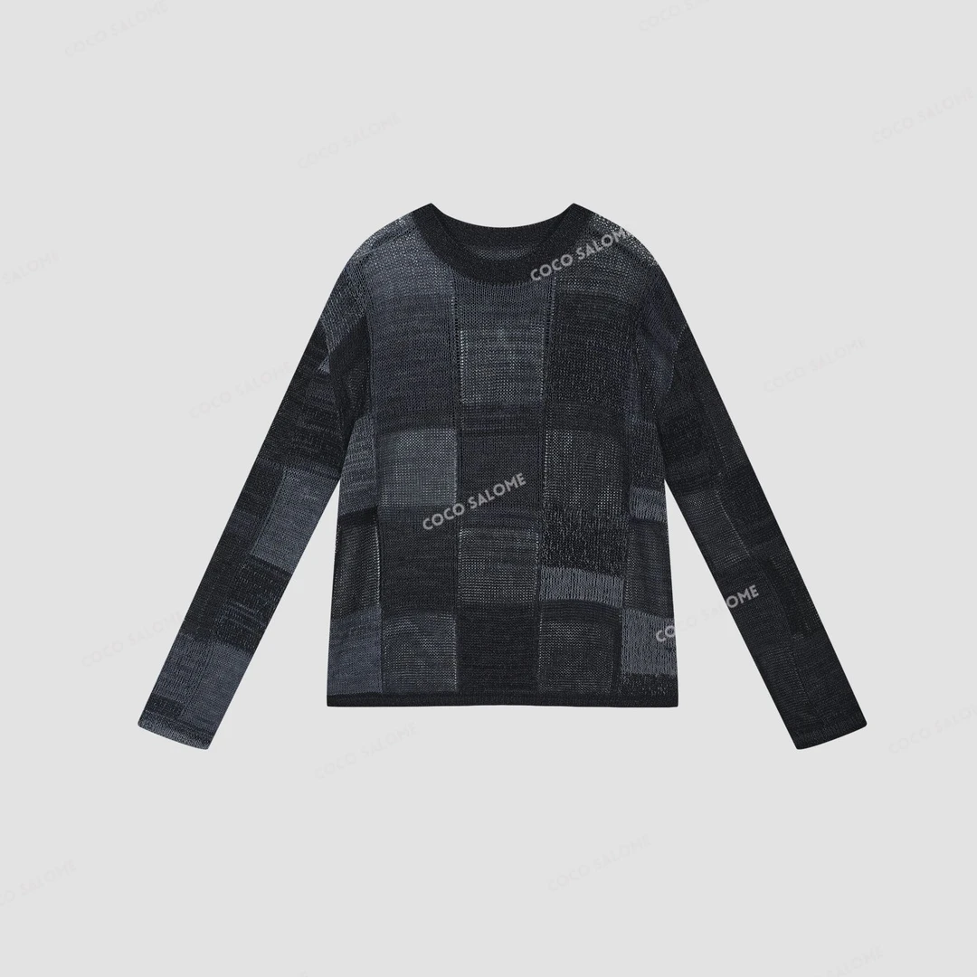 安安推荐【棋盘镂空】轻盈防晒镂空抗起球针织毛衣BW25C50984-MY