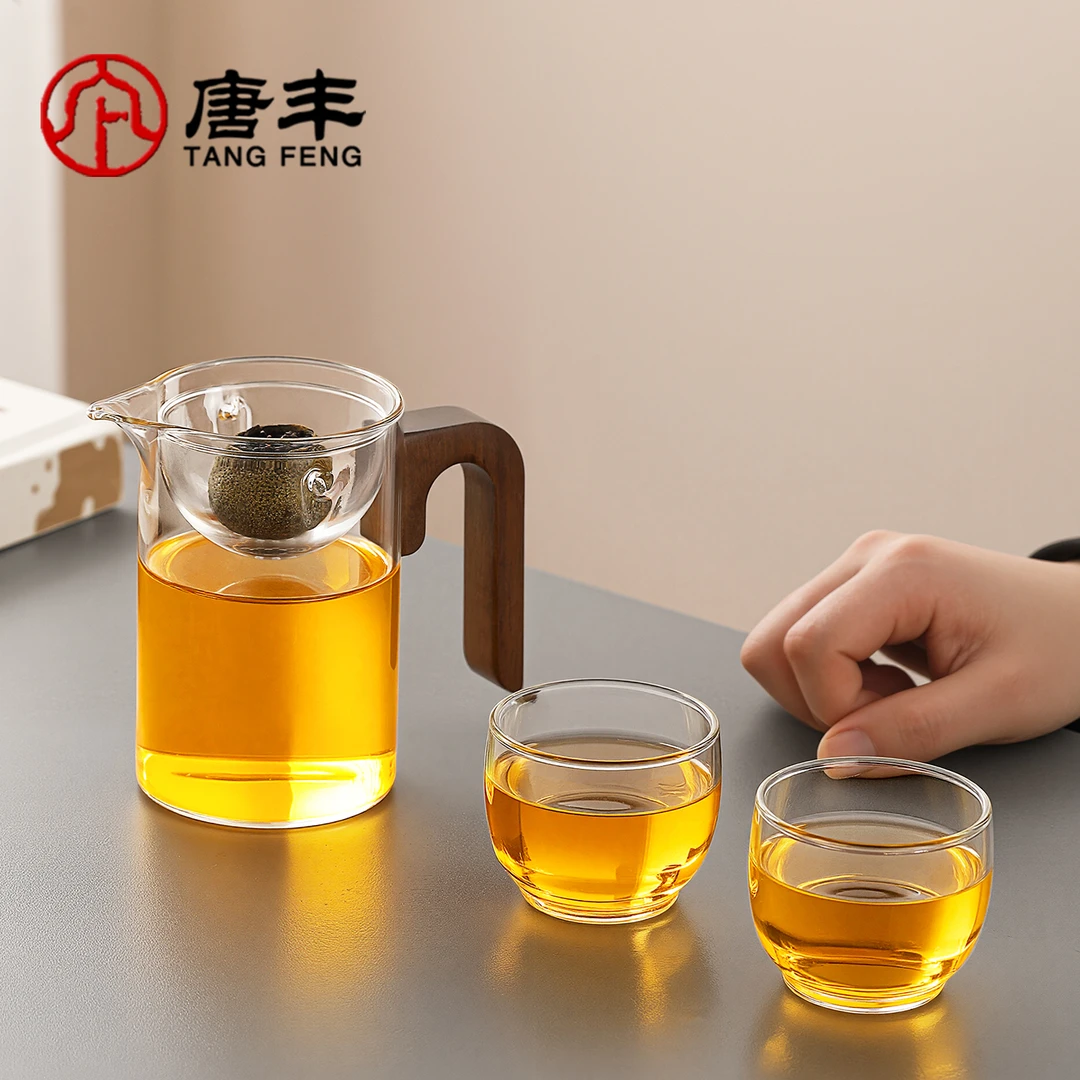 唐丰玻璃一壶两杯功夫茶具小套家用办公酒店小青柑专用泡茶壶2人