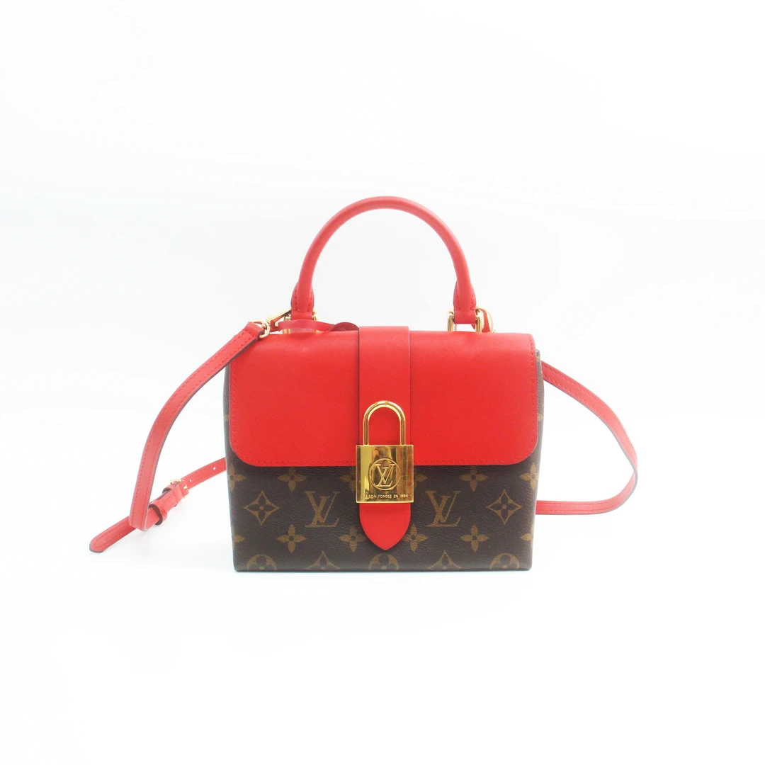 95新 LouisVuitton/路易威登 78755B 红色拼老花锁头手提斜挎包