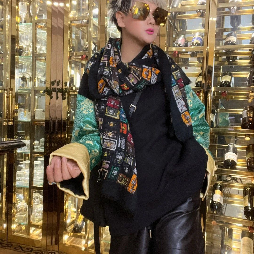 【摩登东方】真丝宋锦撞色欧美风卫衣