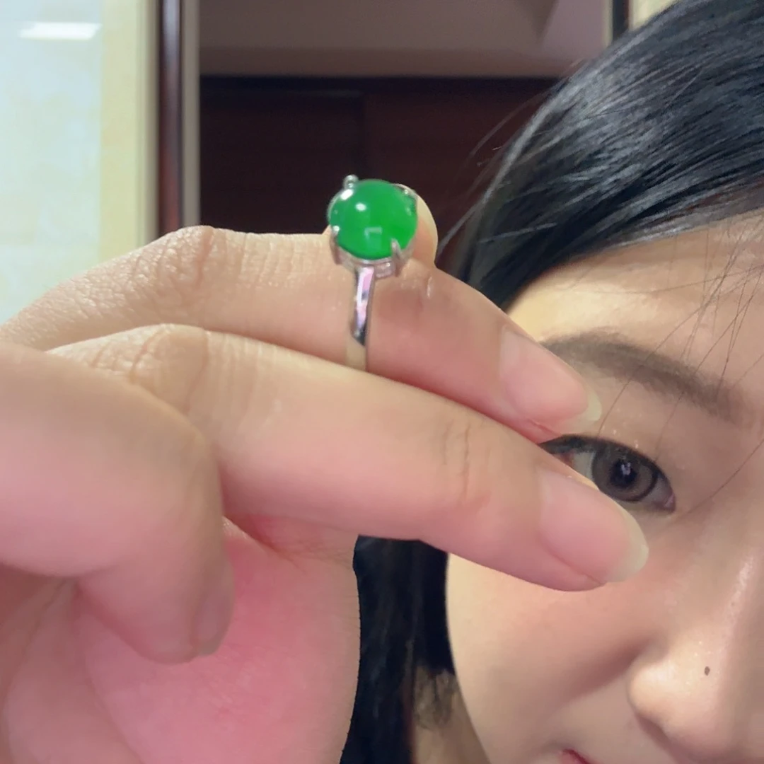 翡翠戒指银S925镶嵌戒指