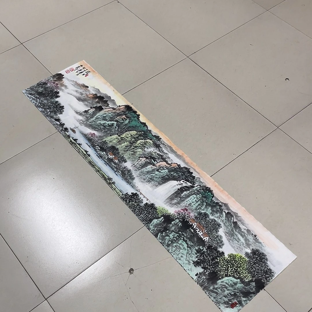 国画四尺对开136.35画芯 捡漏