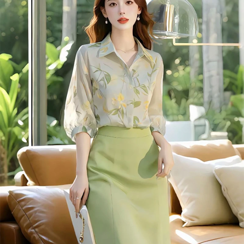 保罗太太法式气质时尚高级感碎花上衣搭配显瘦半身裙