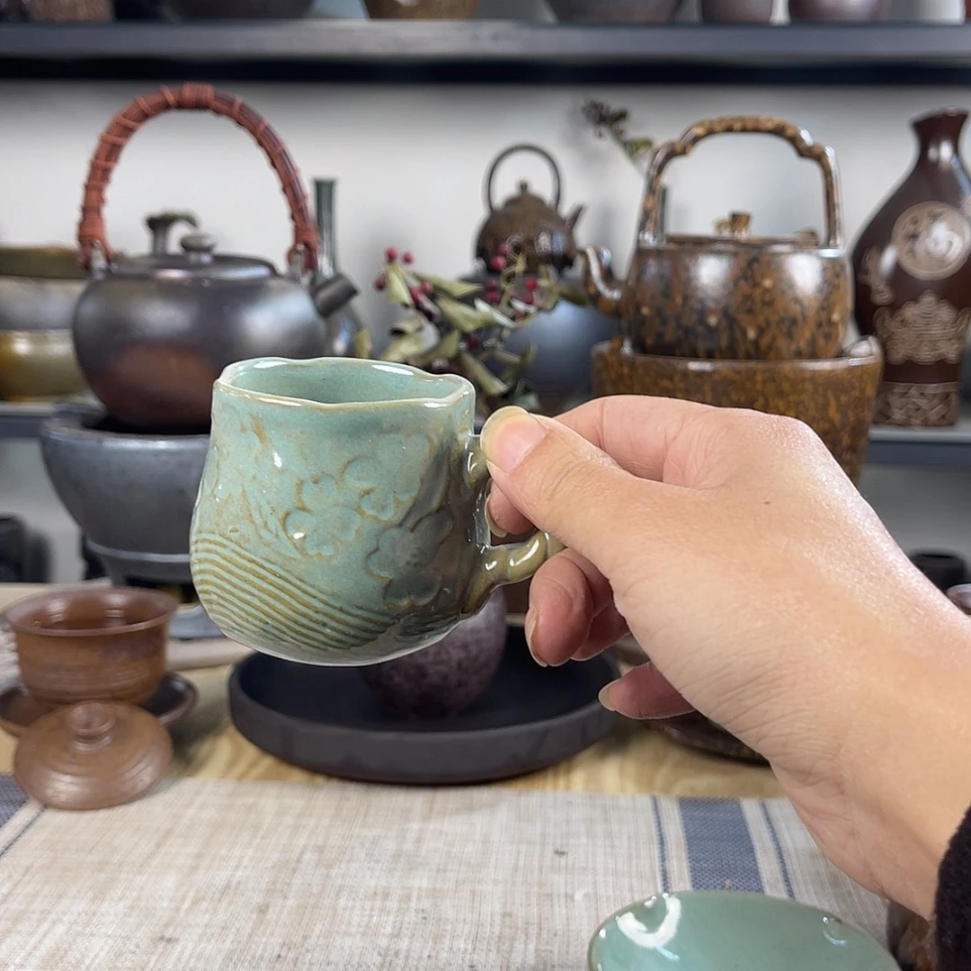 壶紫砂粗陶实用茶杯