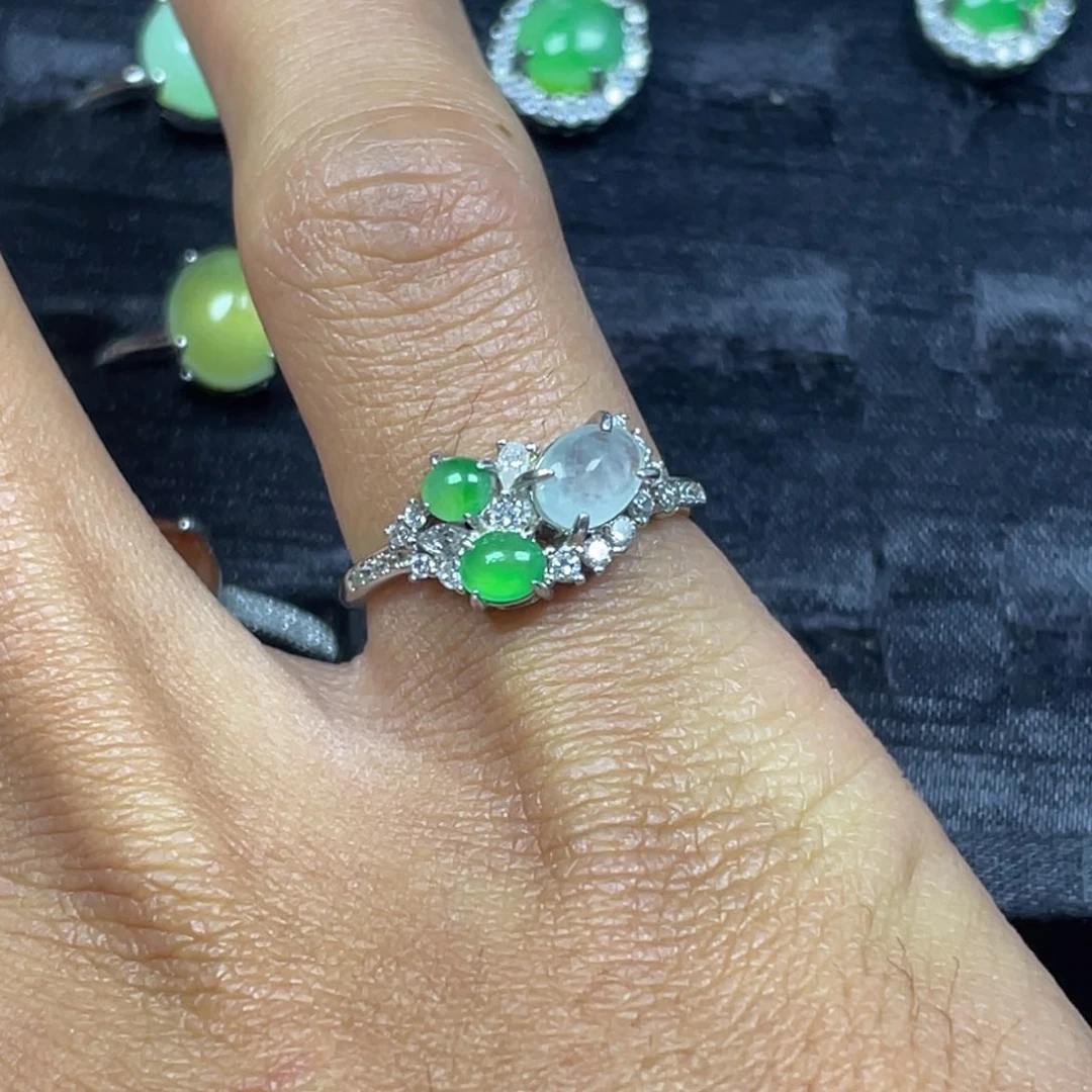 翡翠银S925镶嵌戒指