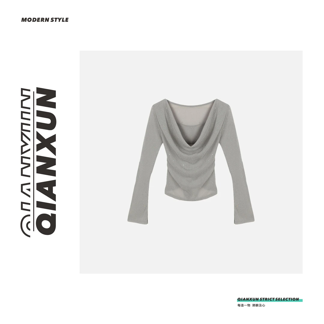 洋洋●「星河漫漫」C4SY6020A夏季时尚修身气质纯色长袖上衣女