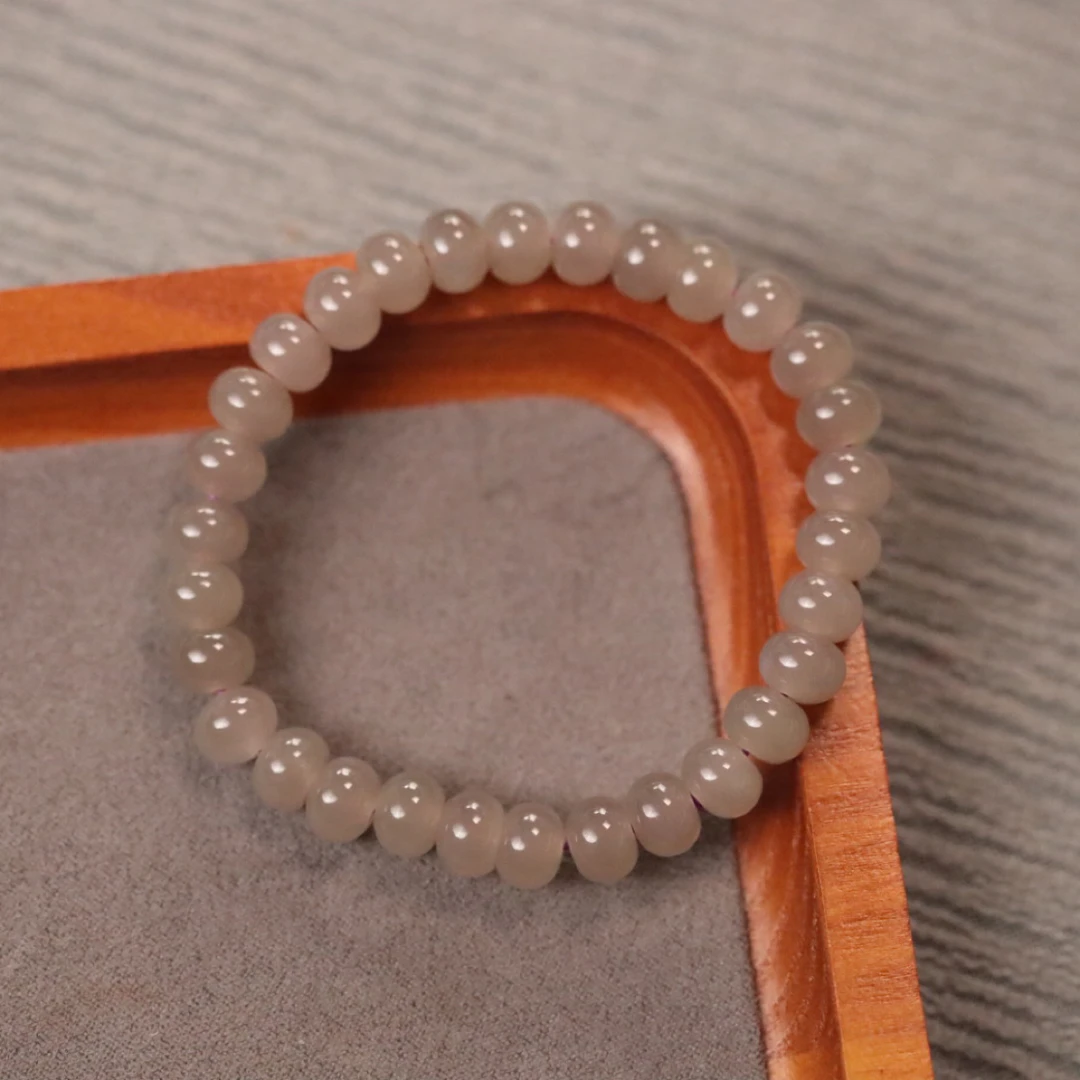 和田玉烟灰紫5x8mm算盘珠单圈手串