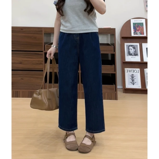 【燃燃定制】150小个子深蓝色八九分牛仔裤2025年新款直筒裤-9699