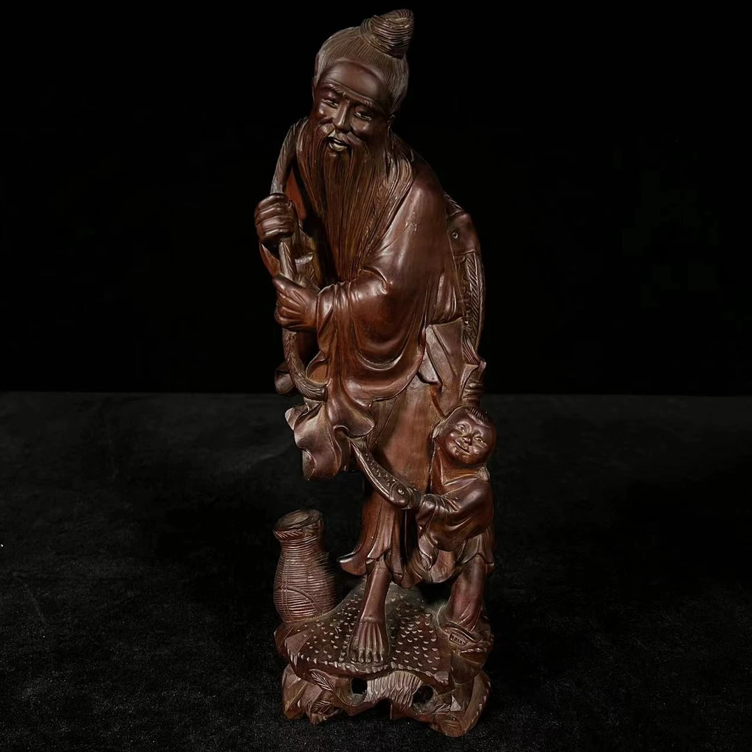 Lot11: 木雕人物立件 H：41.2cm/2310g