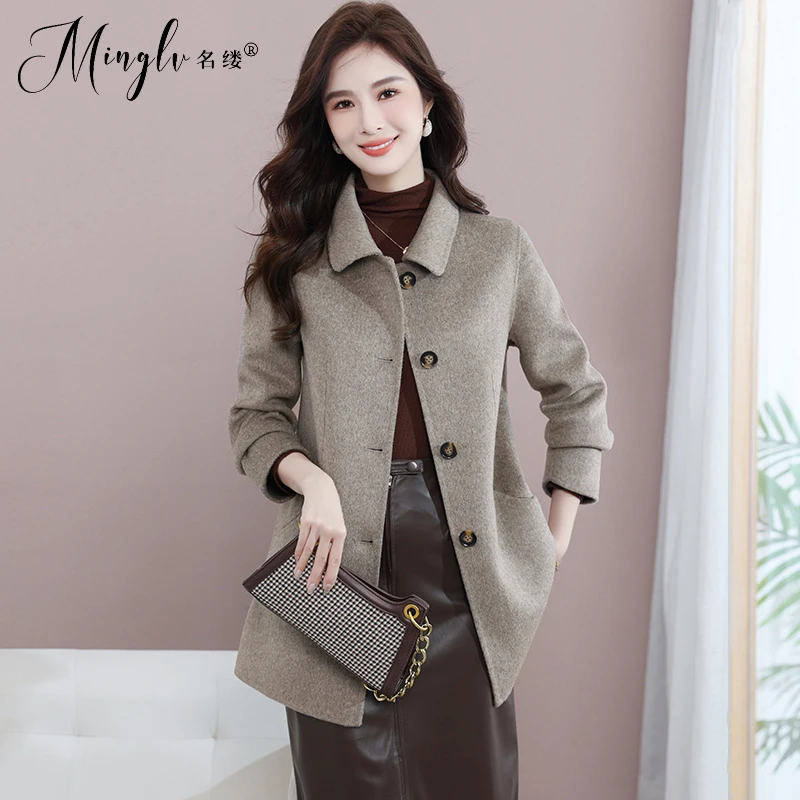 高档双面优雅大衣女士2025秋冬新款今年流行赫本风小个子毛呢外套