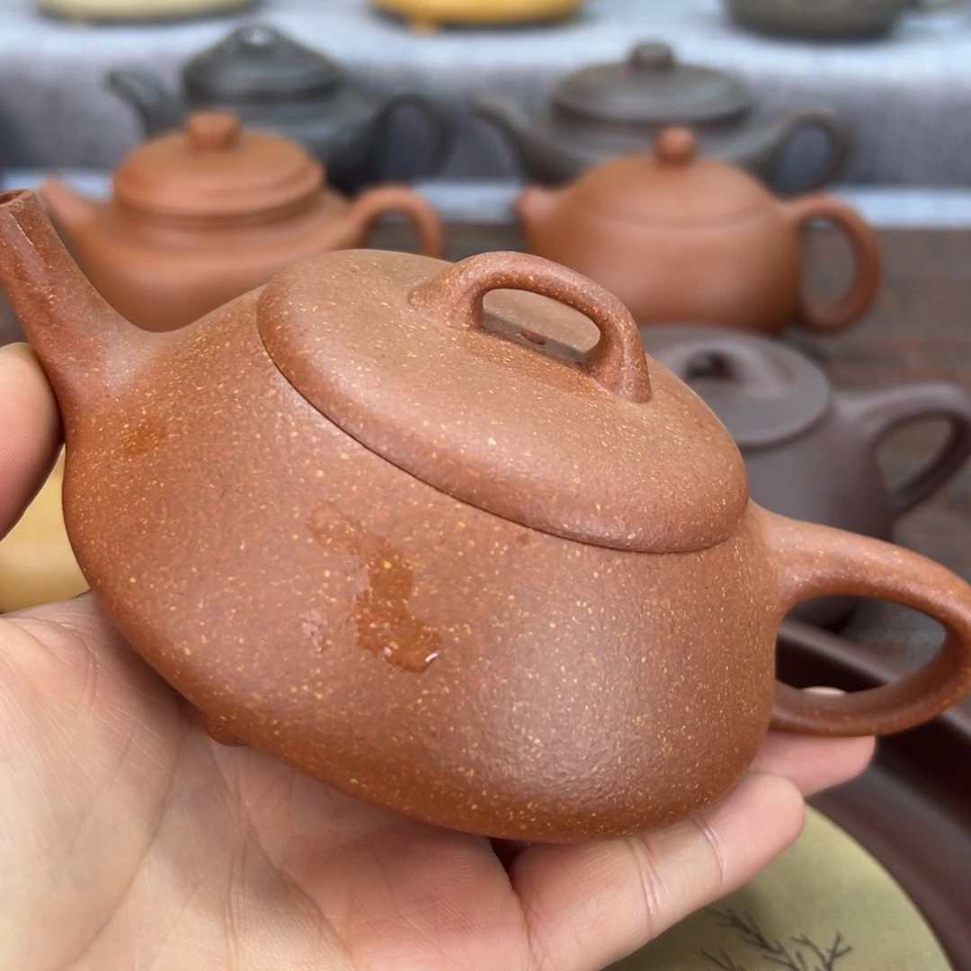 紫砂茶壶红降破石瓢