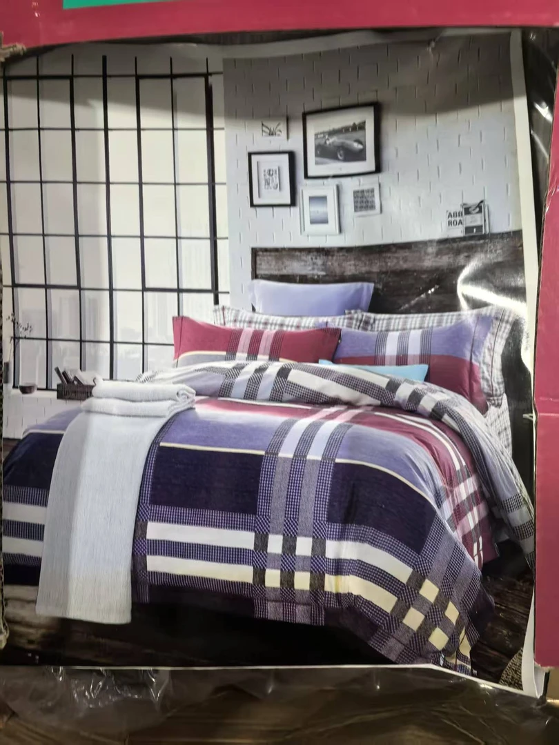 《厚广家》3楼200×230蓝红大格子款100%全棉四件套  发1套
