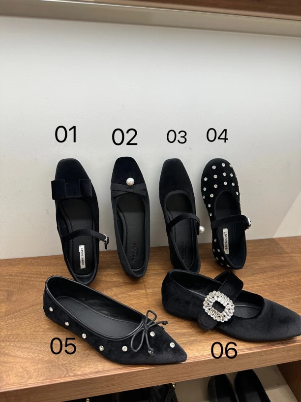 系列黑 法式方头平底单鞋女鞋子百搭晚晚复古小众玛丽珍鞋