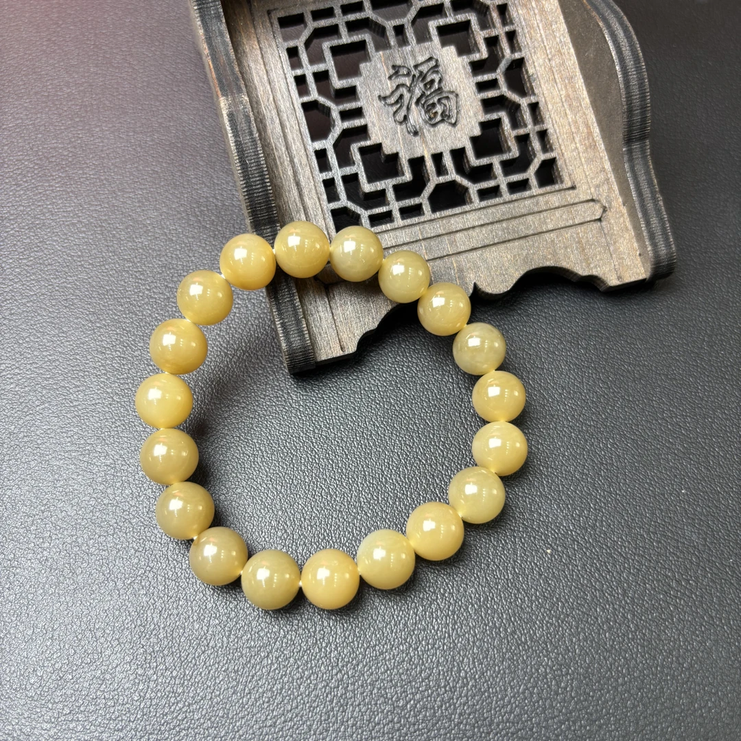 和田玉糖色单圈女士手串