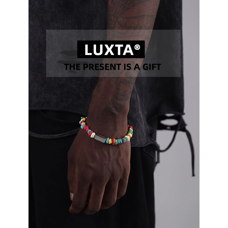 LUXTA 钛钢手链 原创彩松拼接手链嘻哈潮 高级感手串女同款