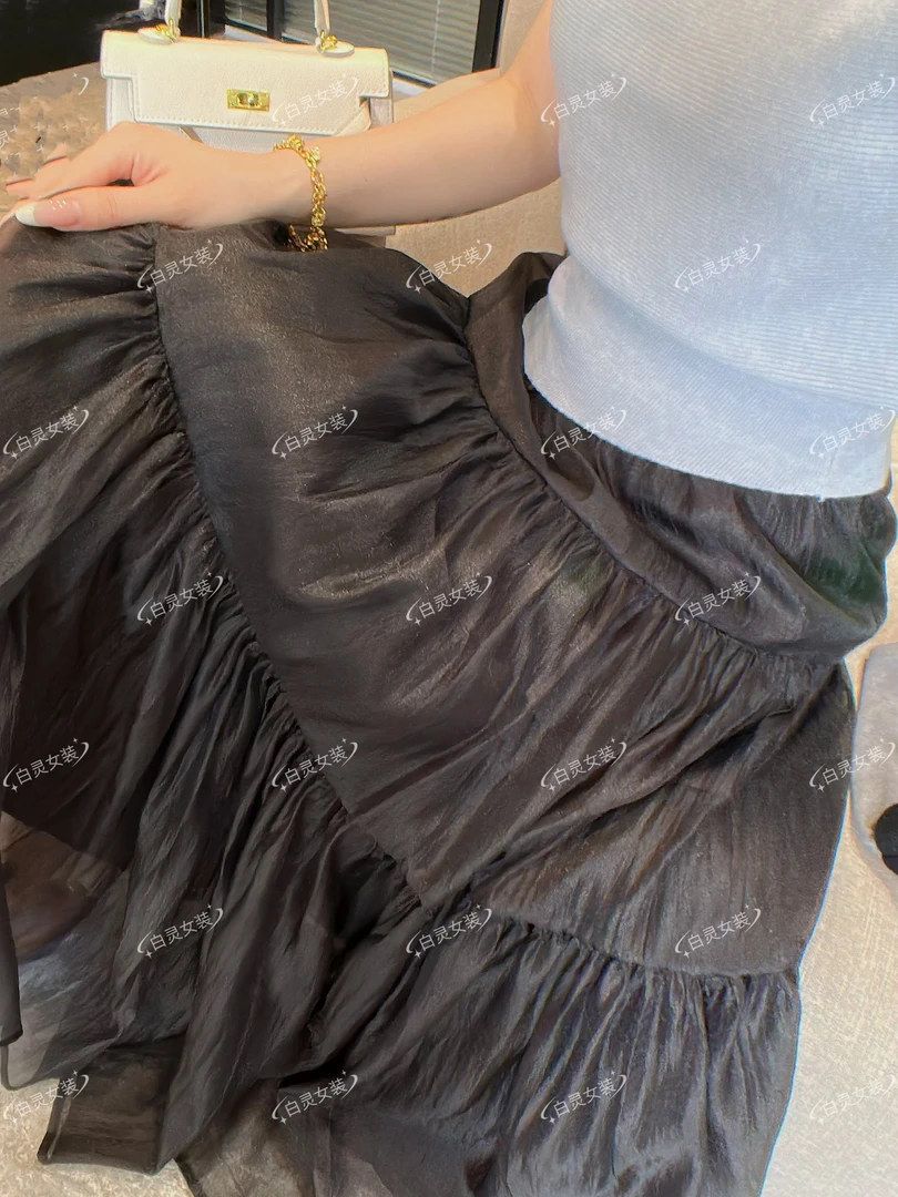 1（3164）仙气飘飘半身裙高腰显瘦垂感轻盈柔软中长款