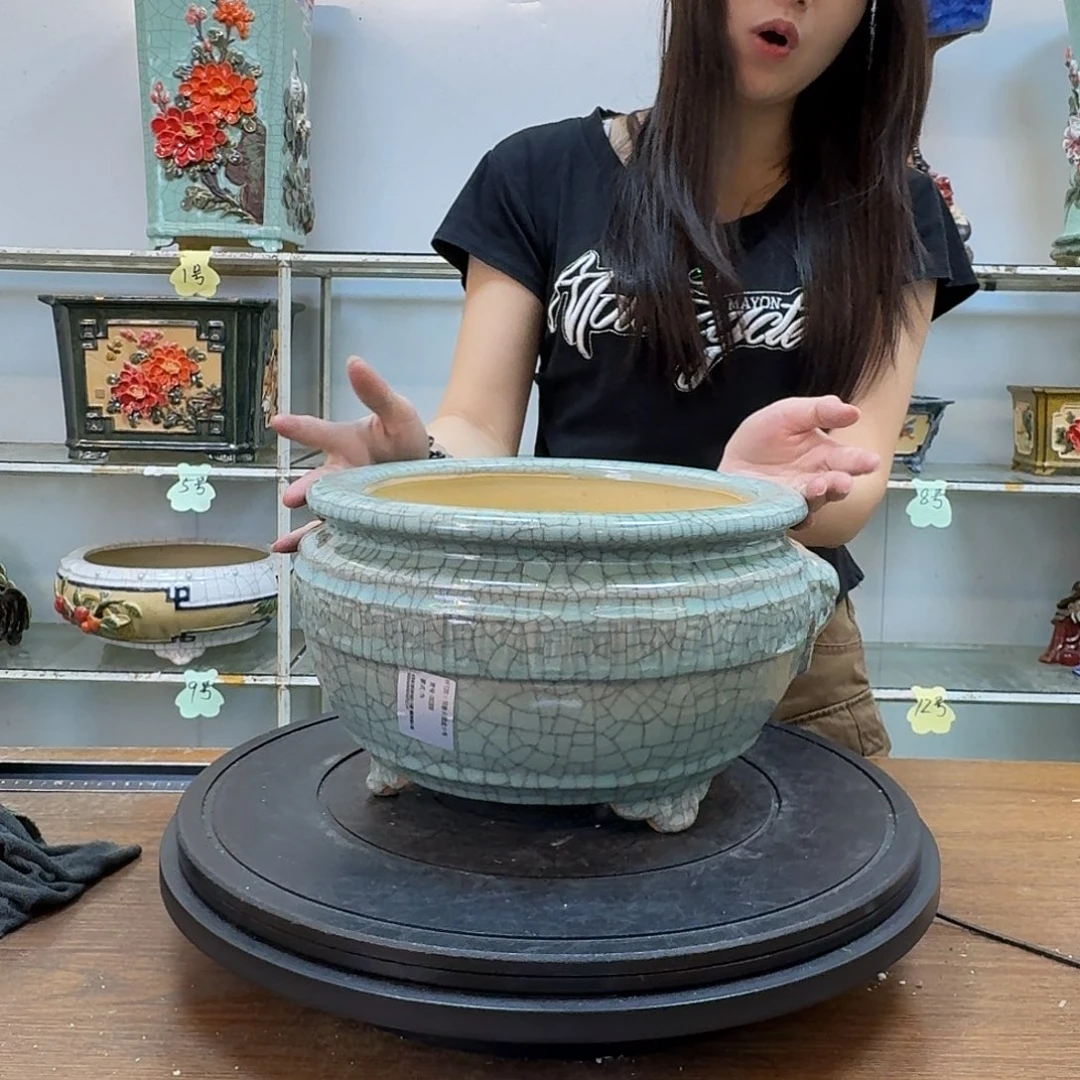 奇***点无花朵石湾盆80陶泥花盆