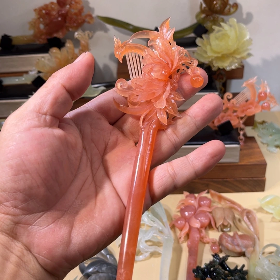 小****蛇纹石玉合金发簪