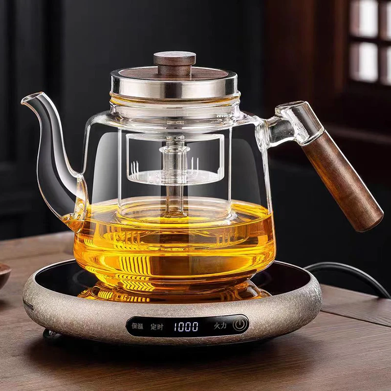 电陶炉煮茶壶玻璃蒸煮一体家用烧水壶泡茶壶煮茶器煮茶炉茶具套装