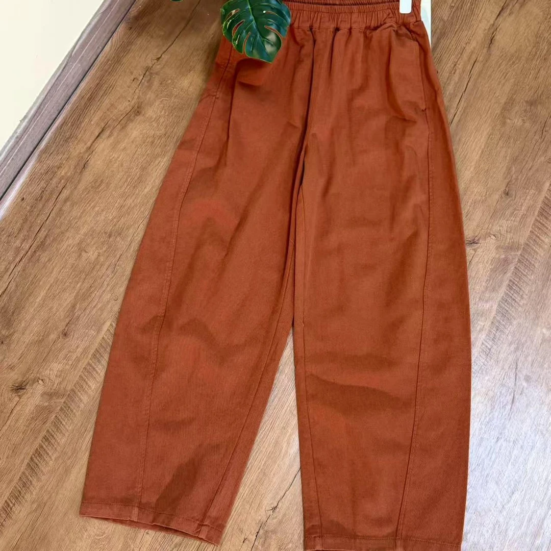 【云目悠悠】春夏季纯汉麻纯色女士宽松百搭镰刀裤-2025189-6010