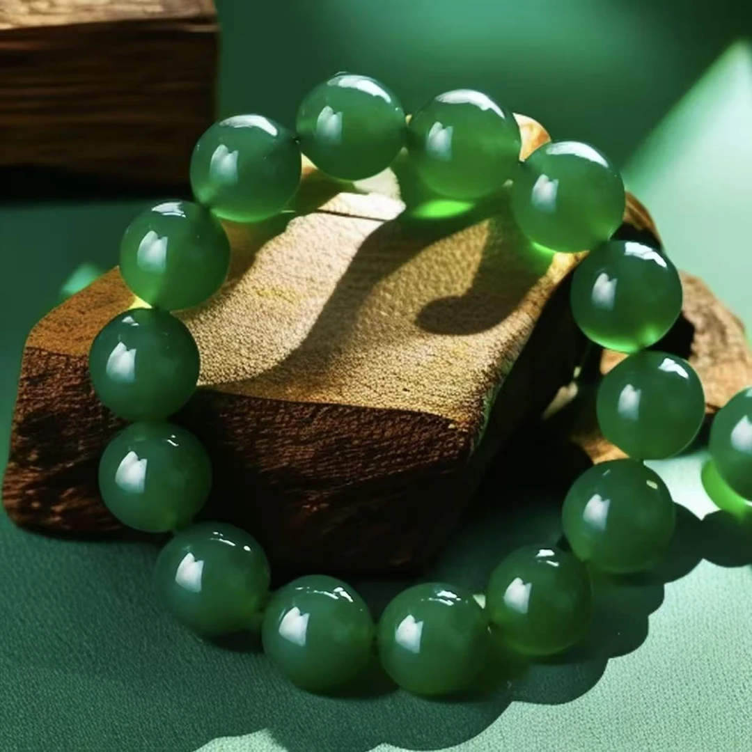 【严选】国风气质翡翠典雅帝王绿绿手串