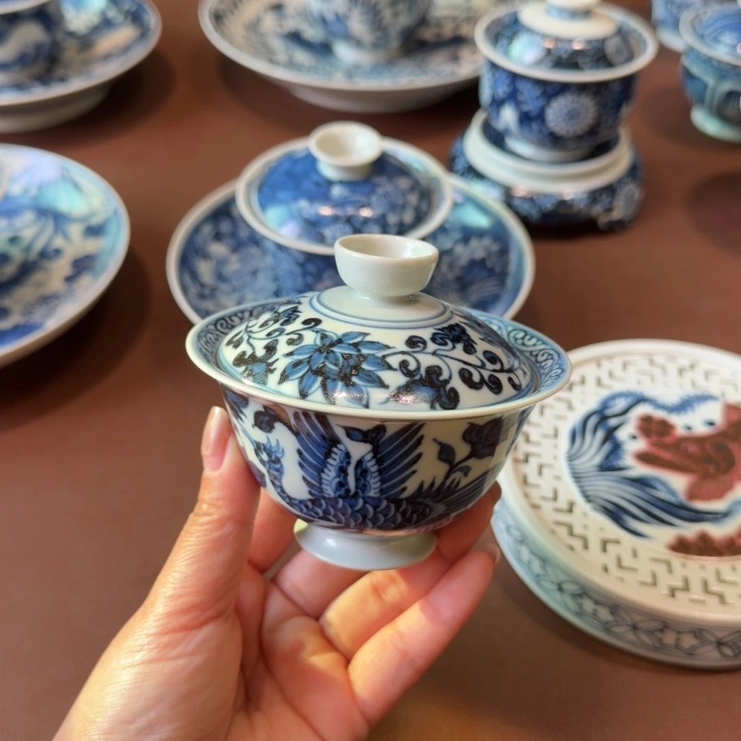 手工手绘茶具盖碗