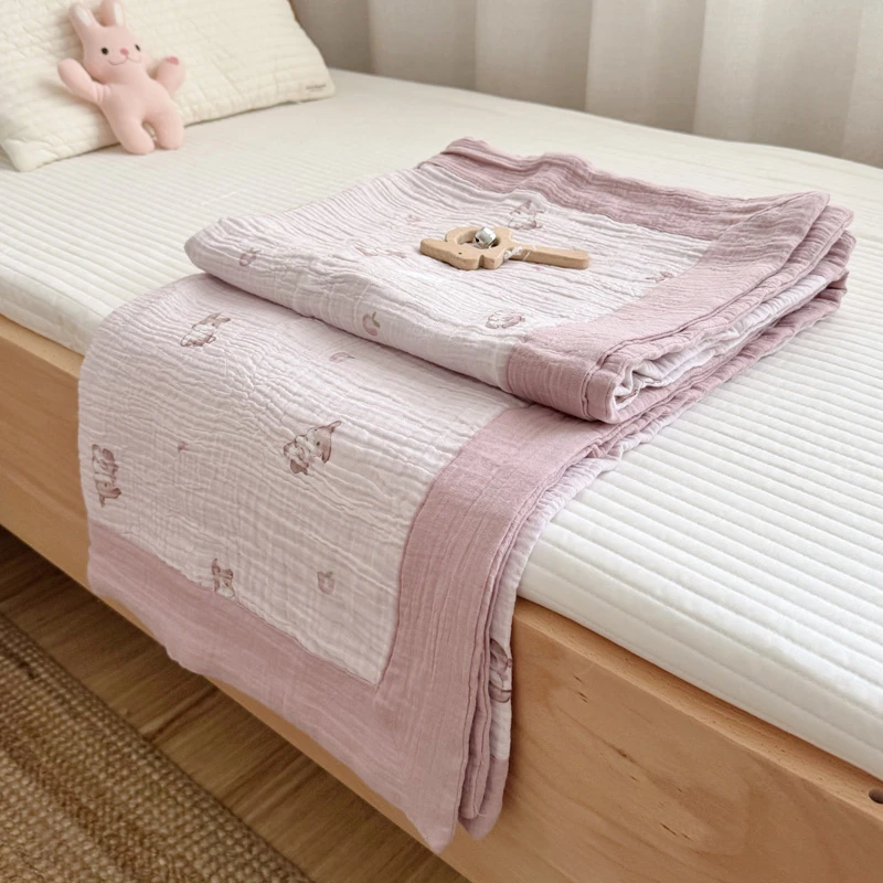 全棉A类皱皱纱盖毯盖被纯棉四层纱布夏被空调毯儿童学生被子被芯