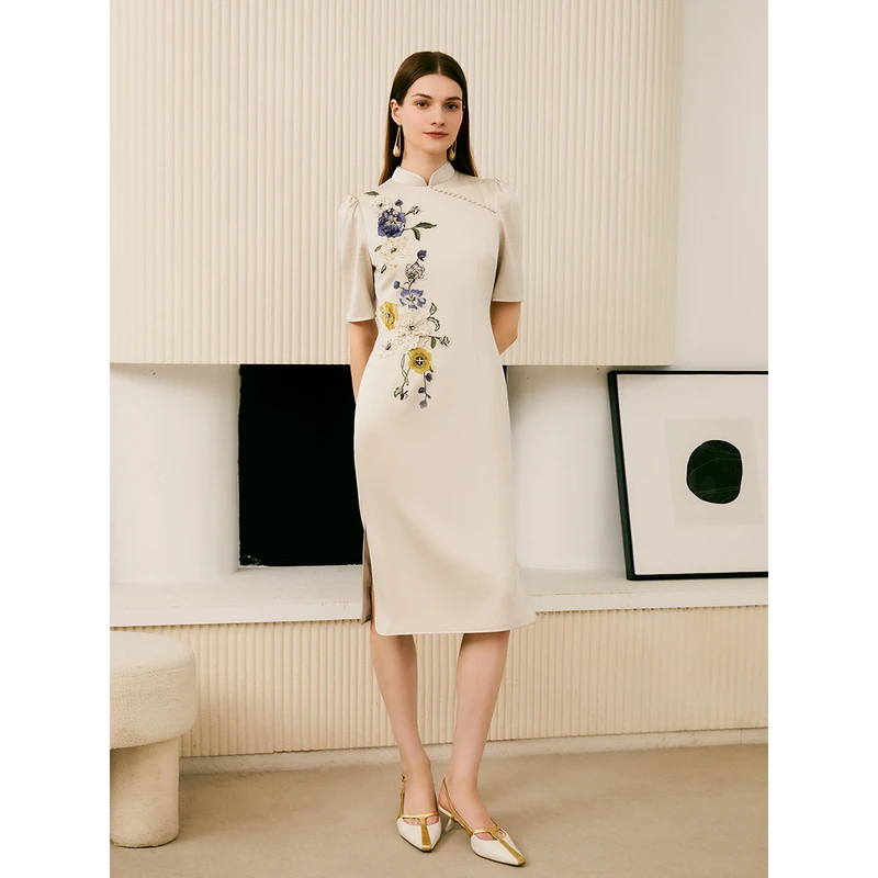 Song of Song歌中歌秋季新中式重工立体花朵雅致旗袍5C64315086