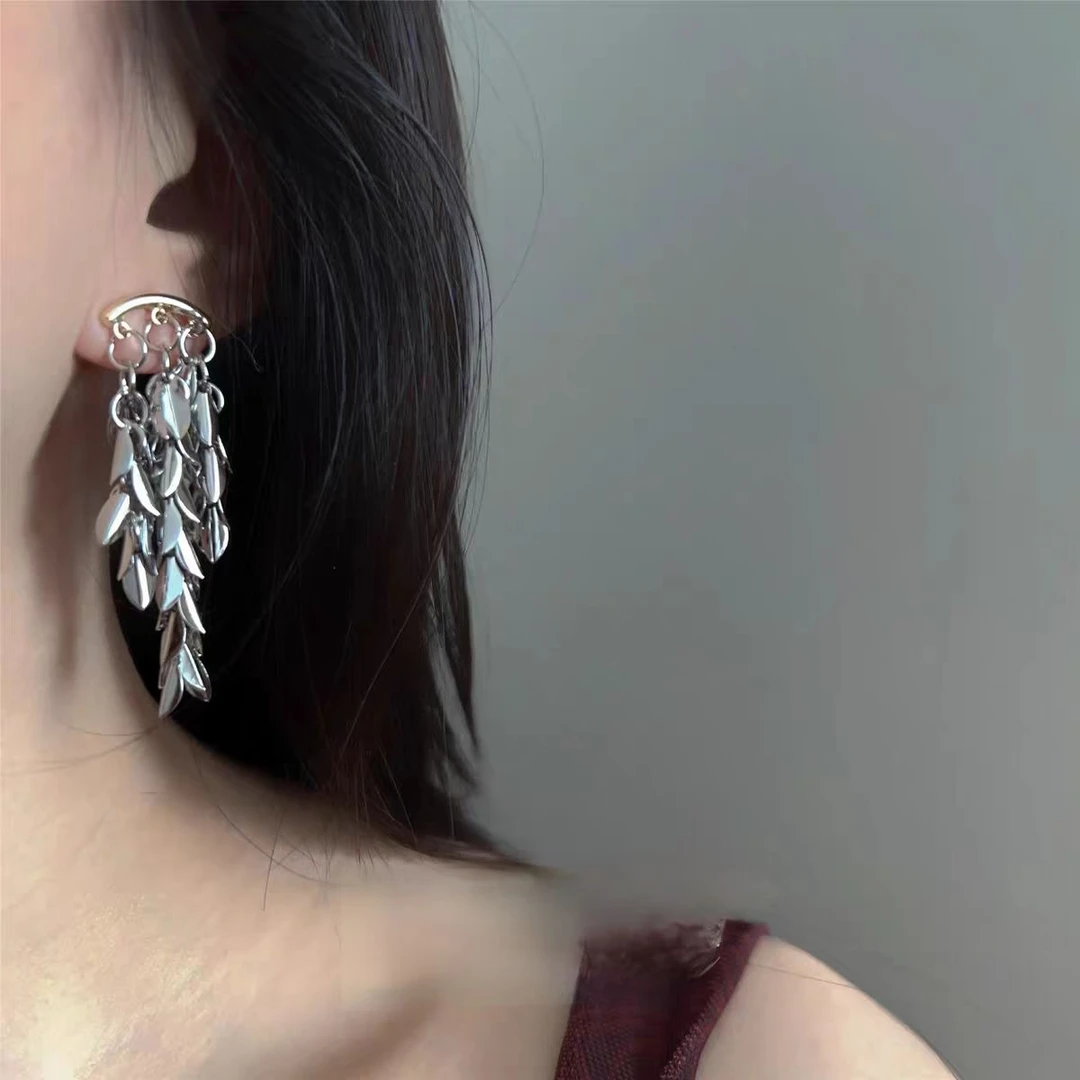 铜合金耳饰 高级感麦穗流苏轻奢时尚气质小众百搭耳饰N2425