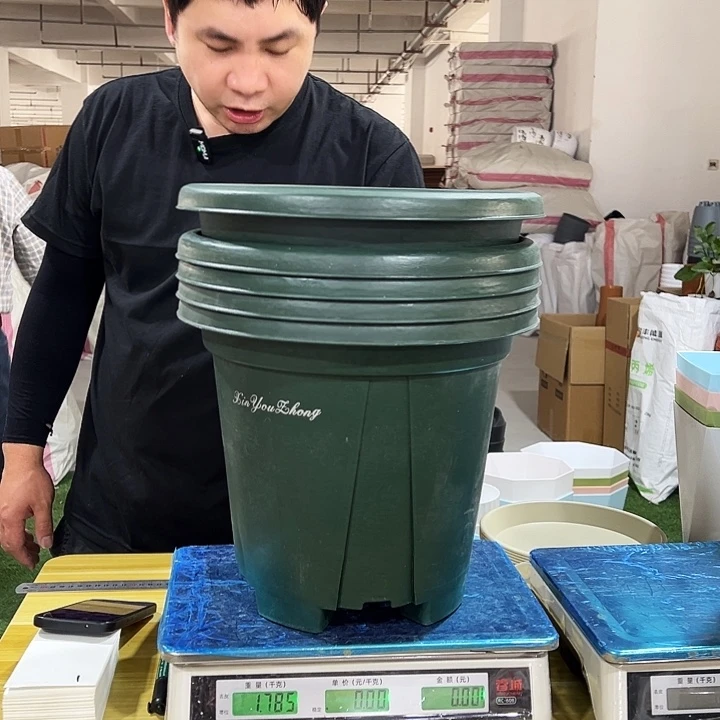 青山盆口32高27无拖军绿色5只