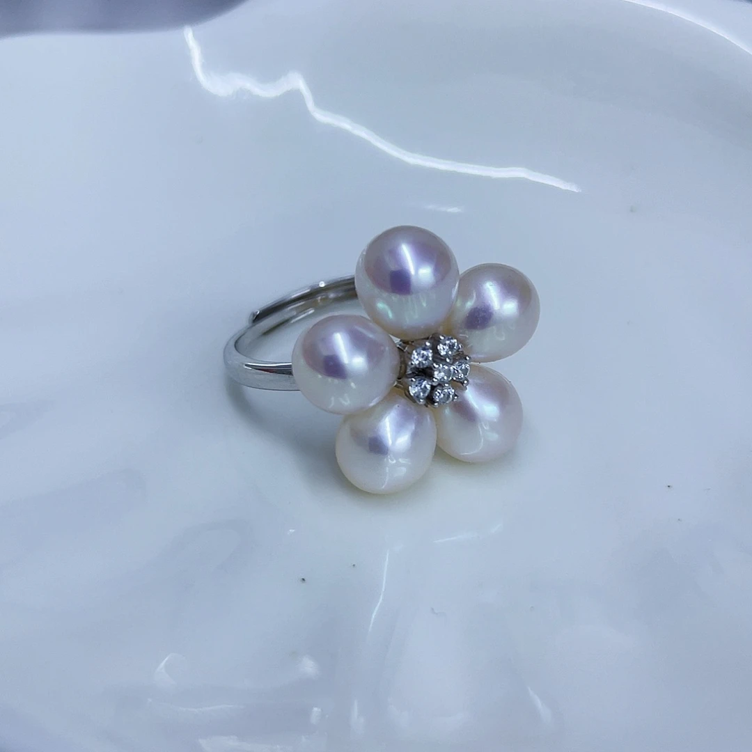 淡水珍珠戒指银S925镶嵌