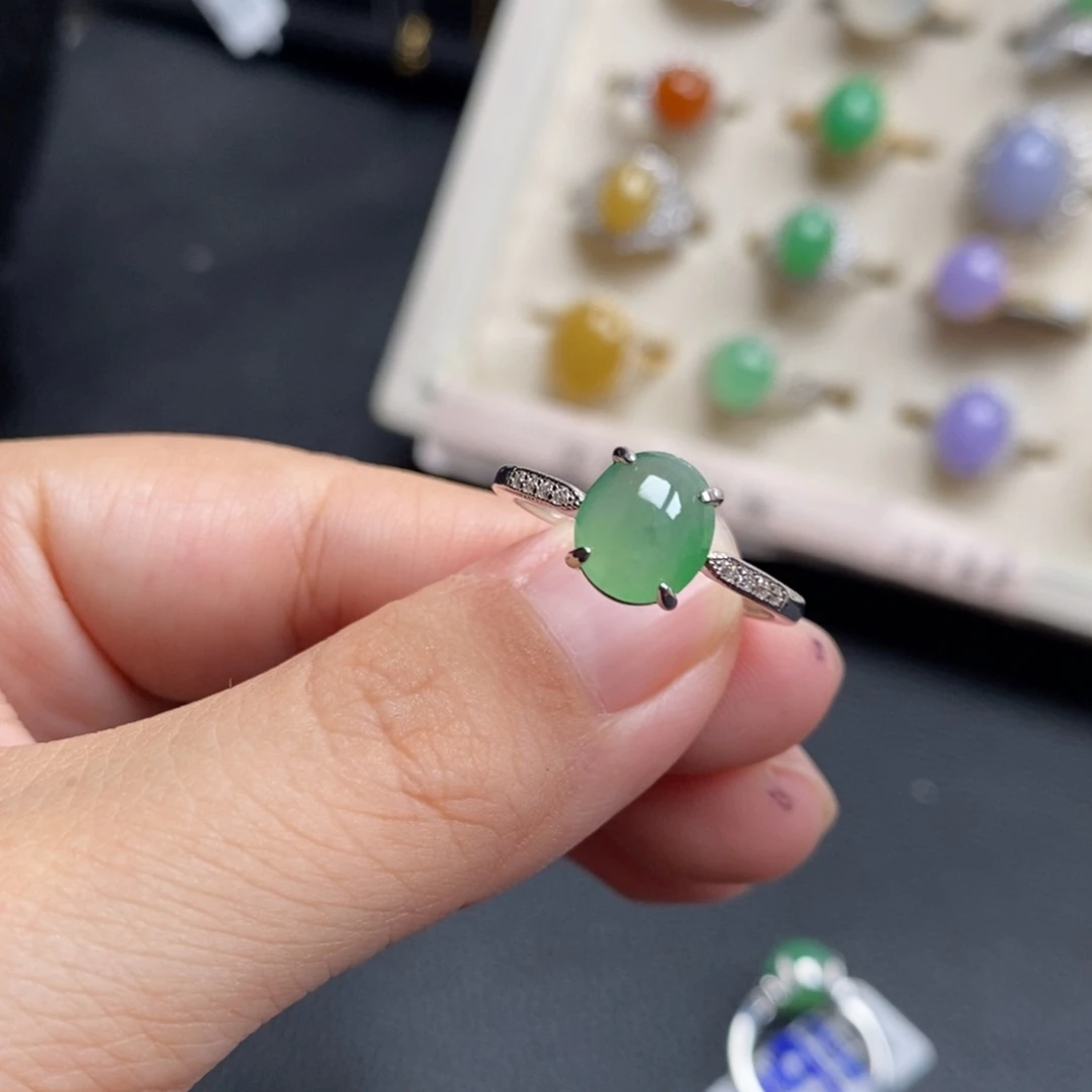 翡翠戒指银S925镶嵌