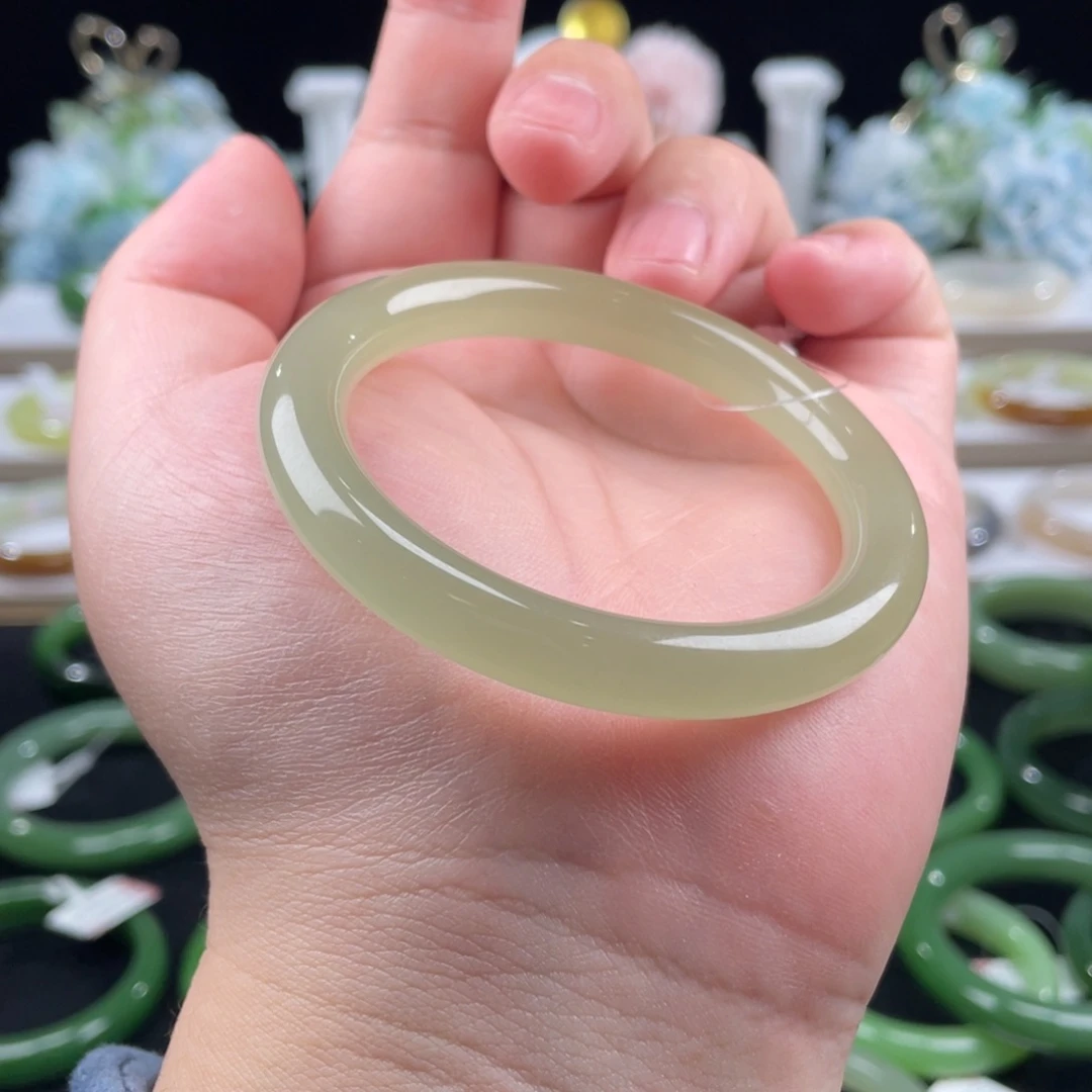 和田玉未镶嵌手镯高冰晴水猫眼5556