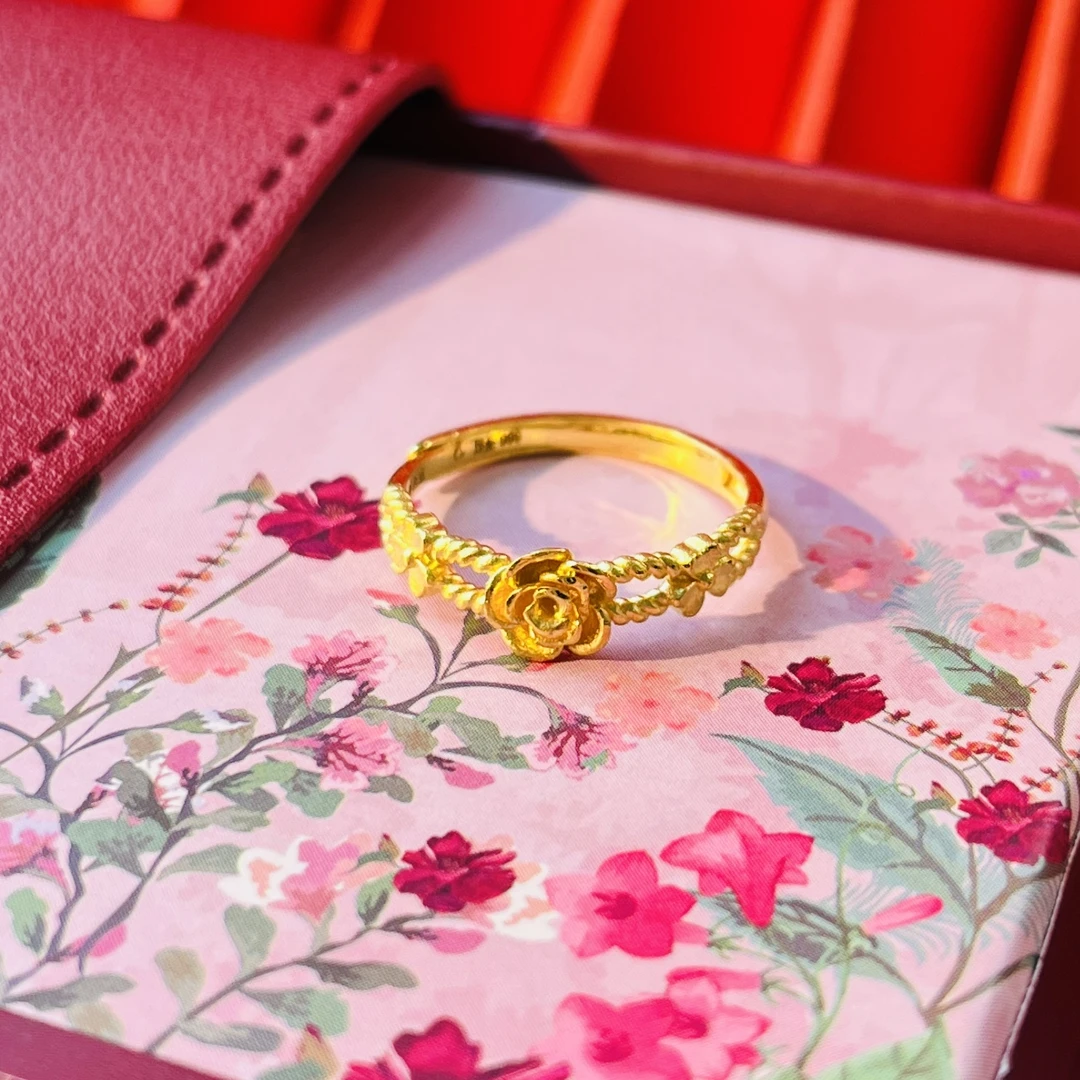 Chow Tai Seng/周大生足金真爱玫瑰戒指618特惠送老婆女朋友礼物