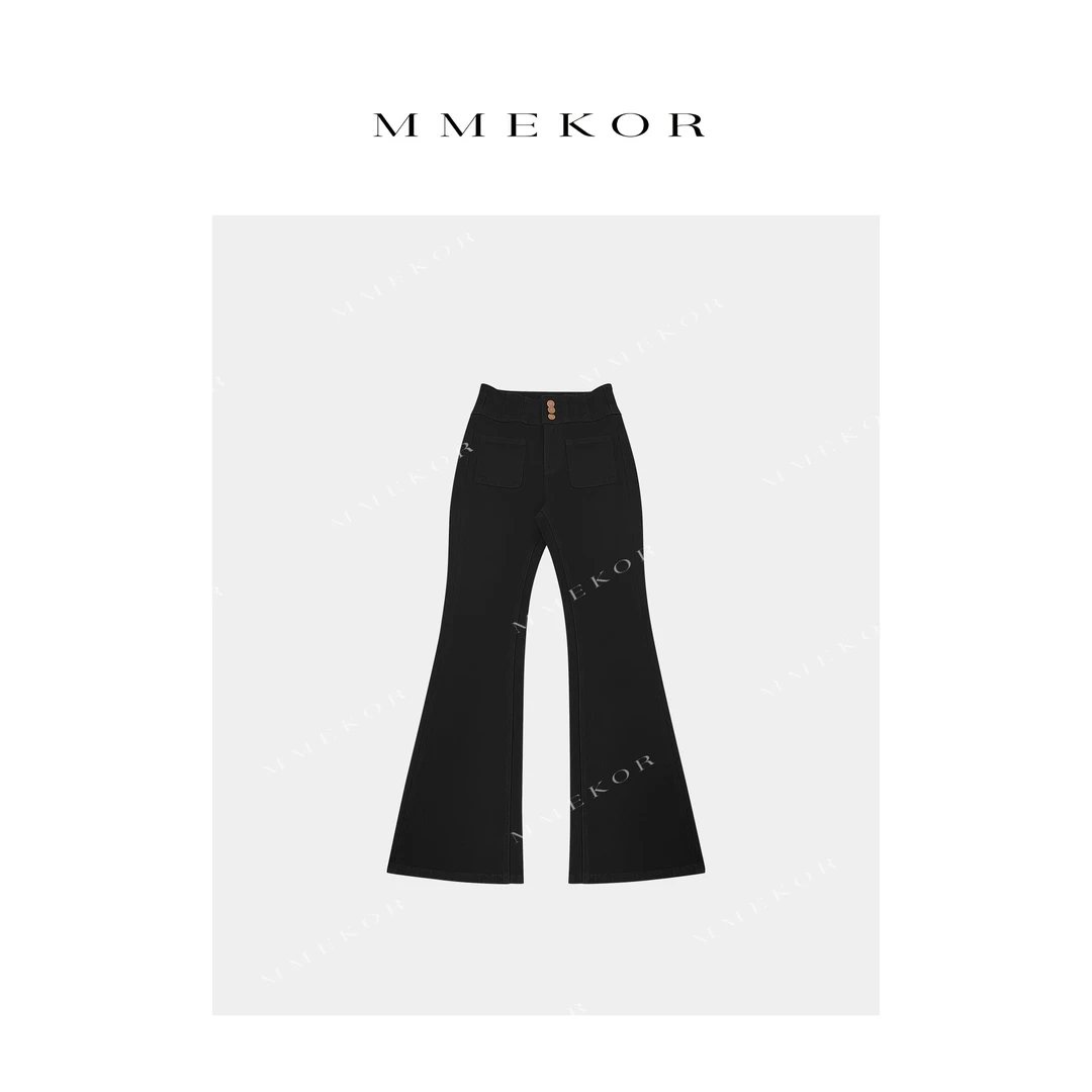 MMEKOR“细腰裤”2025新款秋款原宿辣妹时髦抓绒牛仔裤 50102