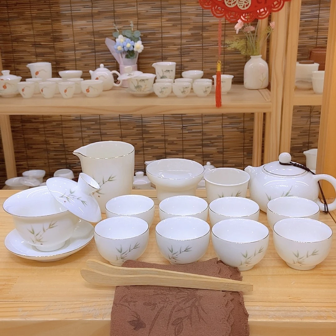 羊脂玉瓷茶具套装