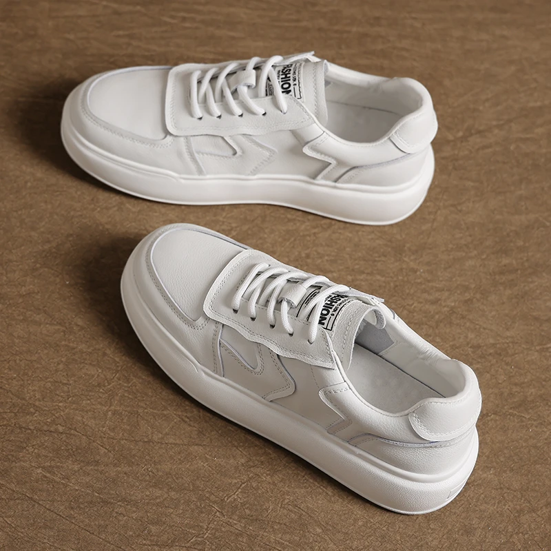 头层牛皮厚底小白鞋女2025春新款增高百搭运动休闲板鞋春季单鞋