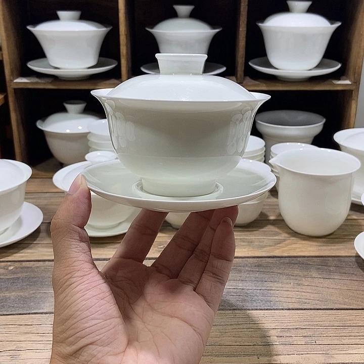 骨瓷大元宝盖碗盖下约190ml直播福利